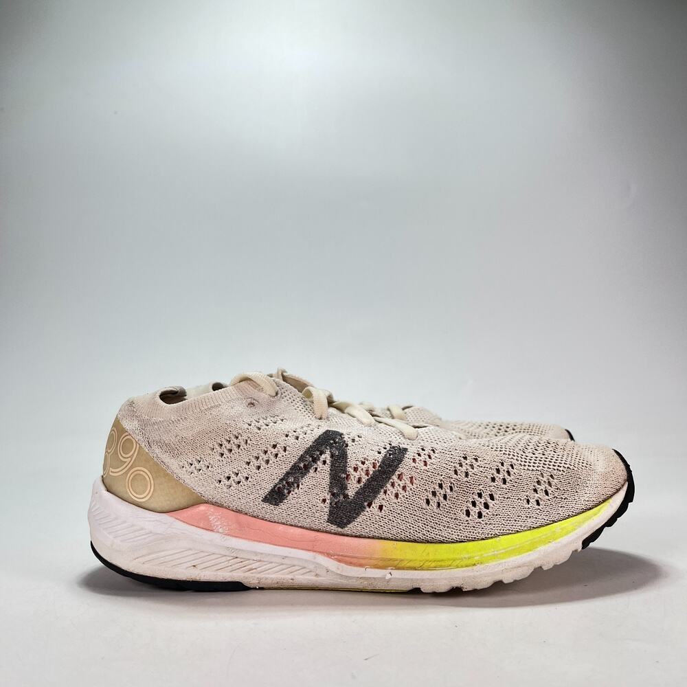 New Balance 890v7 White Guava Glo Athletic Road Running Shoes Women's Size 9